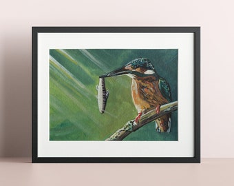 Kingfisher Original Painting | Wildlife Wall Art