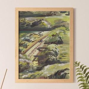 Summer Landscape Gouache Painting | Wall Art, Original Painting, Home Decor, Painting Art