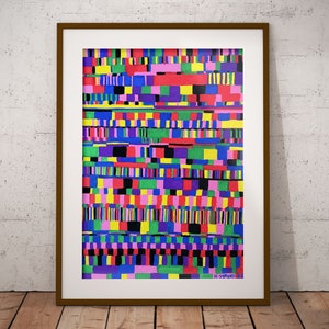 Posca Pen Abstract Canvas Artwork - Expressive Painting, Colourful Contemporary Drawing