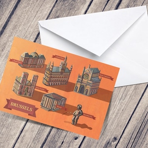 Brussels Greetings Card With White Envelope Included, Belgium Art