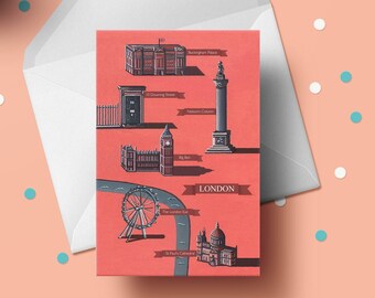 London Map Blank Greetings Card With Envelope