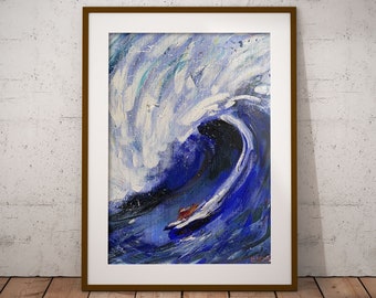 Surfing Canvas Painting | Surfing Artwork, Sea Painting, Gouache Art