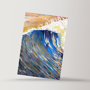 de voeux de surfeur | Carte de voeux paysage, carte d'art, oeuvre d'art de surfeur
