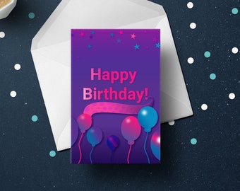 Happy Birthday Greetings Card With Envelope | Celebration Cards, Birthday Gift, Balloons Card