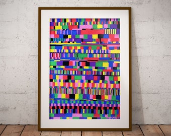 Posca Pen Abstract Canvas Artwork - Expressive Painting, Colourful Contemporary Drawing