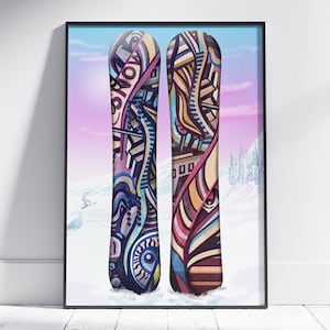Snowboard Kunstdruck - A4 Winter Sport Illustration