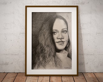 Rihanna Portrait | Pencil Art, Musician Artwork, Drawings Of Rihanna, Unframed Wall Art