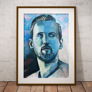 Harry Kane Art Print Football Wall Art, Premier League Portrait, Home Decor Print, Sport Fan image 1