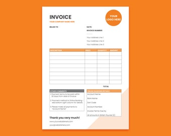 Invoice Template | Personalised Invoice, Custom Business Form, Personalised Business Invoice, Business Stationery, A4 Customised Form