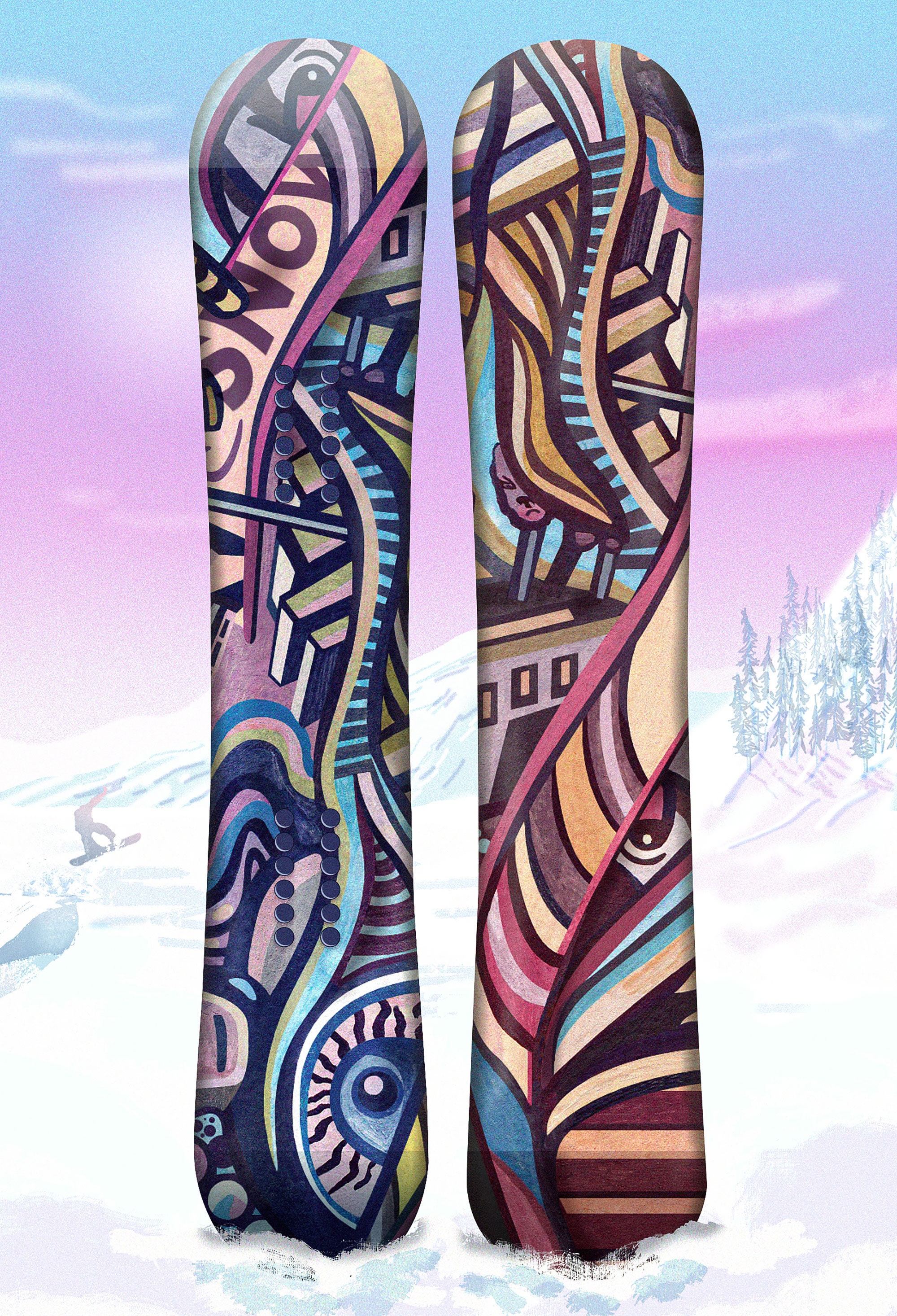 Snowboard Art Print A4 Winter Sport Illustration Etsy