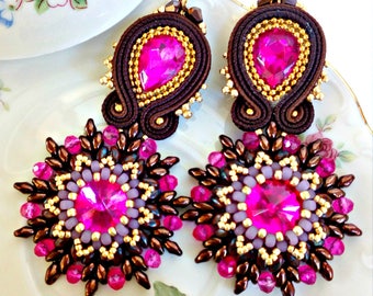 Soutache Earrings, Handmade Earrings, Soutache Jewelry, Handmade from Italy, -20%