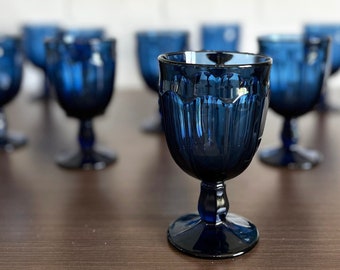 Noritake Provincial Colonial Blue Water Goblets Glassware Set