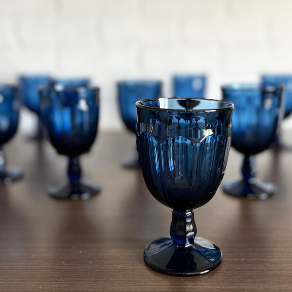 Noritake Provincial Colonial Blue Water Goblets Glassware Set