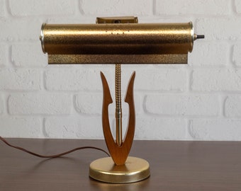 Vintage MCM Gooseneck Desk Lamp, Piano Lamp