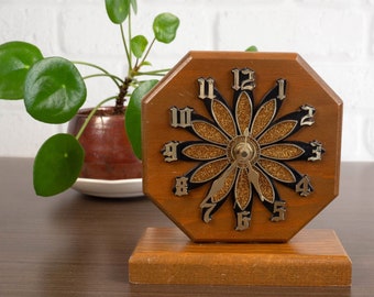 Vintage Wooden Flower Clock by Ramar, Inc. 1980s Retro