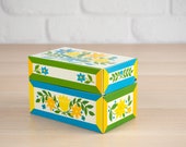 Vintage Recipe Tin, Recipe Box Blue Floral