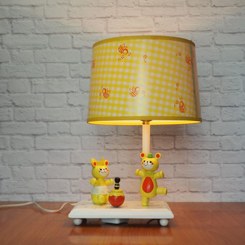 Vintage IRMI Originals Honey Bear Music Box Yellow Nursery Lamp