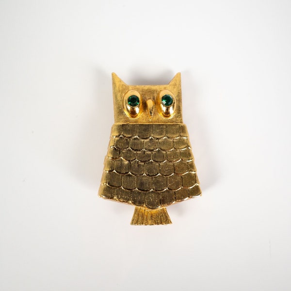 Vintage Avon Jewelled Owl Brooch Pin Perfume Glace Holder