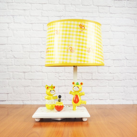 Vintage IRMI Originals Honey Bear Music Box Yellow Nursery Lamp