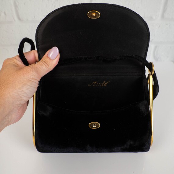 Vintage 60s Black Velvet Evening Bag by Andé | Mi… - image 9