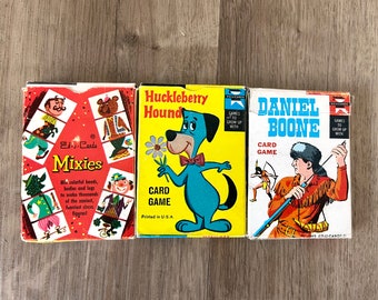 Vintage 60's Edu-Cards Card Games - Mixies, Huckleberry Hound, Daniel Boone - Sold Separately