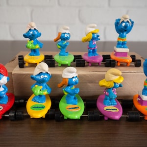 1990s Hardee&#39;s Surfing Smurf Figures Peyo Schleich