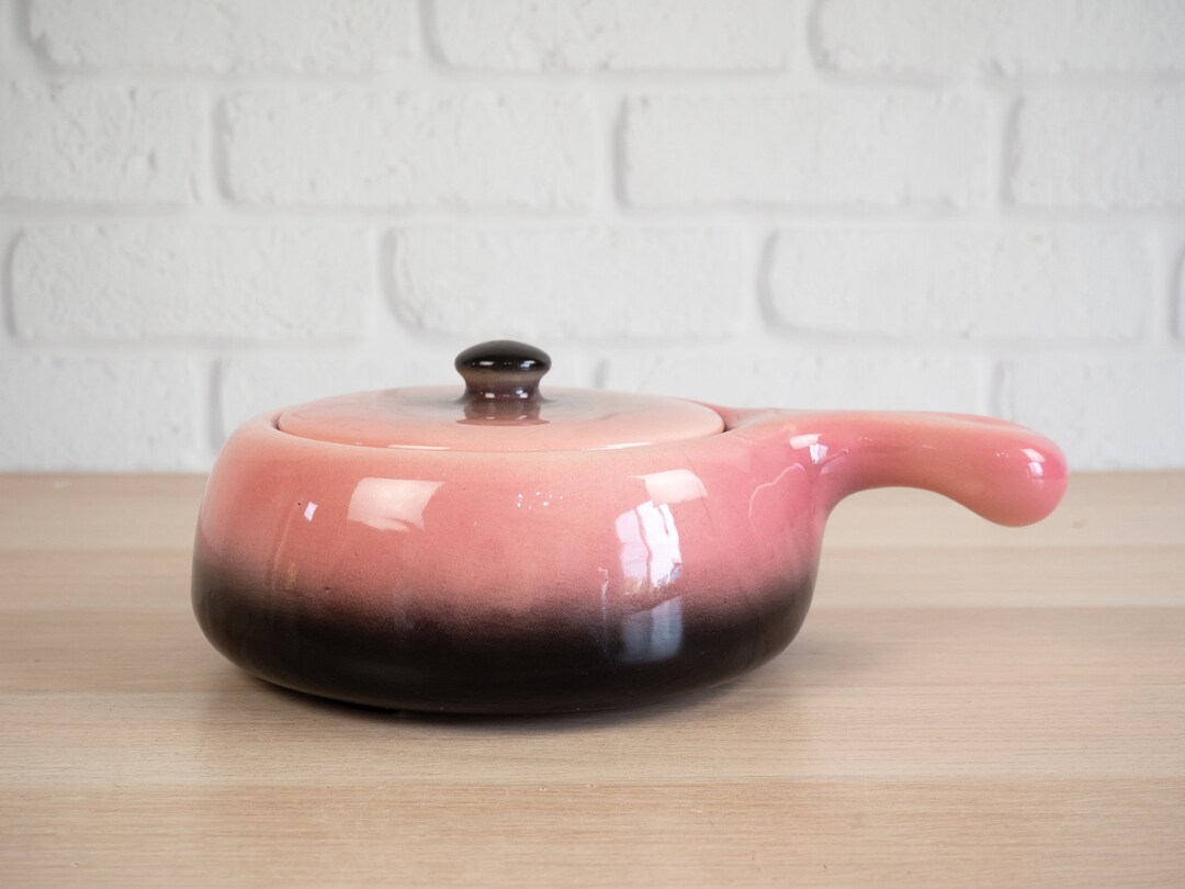 Vintage Pink and Black HULL Pottery Oven Proof French Handled Etsy