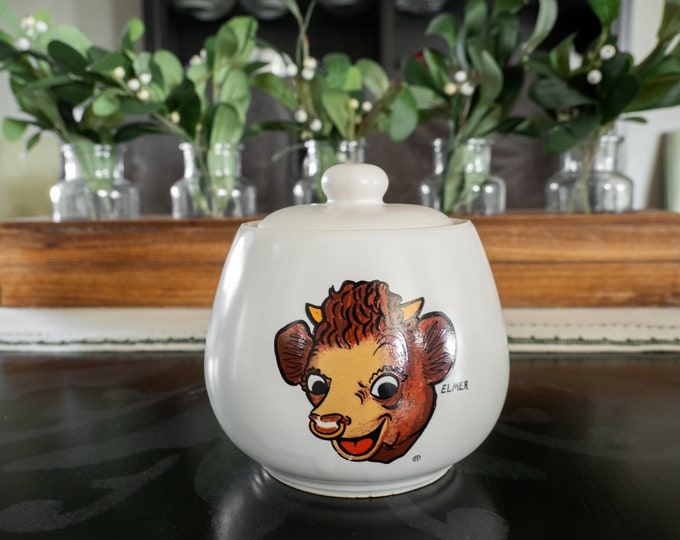 Mccoy Pottery Elmer the Bull Borden Dairy Cow Sugar Bowl With Lid Etsy