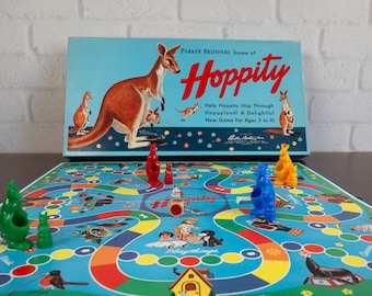Vintage 1961 Parker Brothers HOPPITY Kangaroo Board Game - COMPLETE