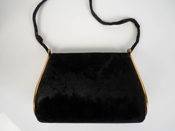 Vintage 60s Black Velvet Evening Bag by Andé | Mi… - image 7