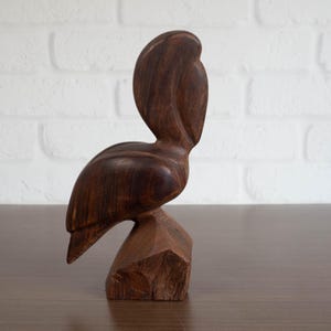 Vintage Ironwood Pelican Hand Carved Sculpture MCM Coastal Home Decor
