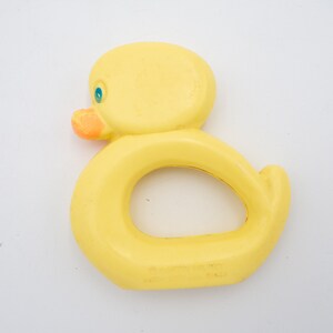 Vintage Celluloid Baby Rattles Yellow Whale, Duckling and Teddy Bear Plastic Baby Toys Gender Neutral image 5