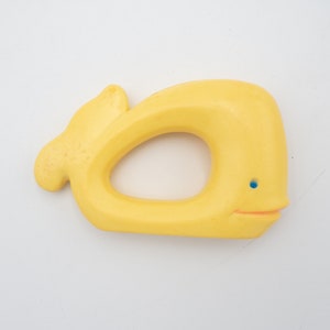 Vintage Celluloid Baby Rattles Yellow Whale, Duckling and Teddy Bear Plastic Baby Toys Gender Neutral image 7