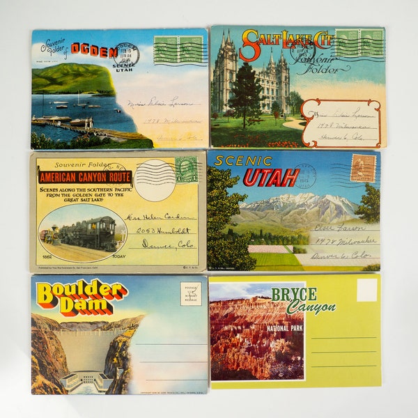 Vintage 40s Souvenir Postcard View Folders from Utah *You Pick