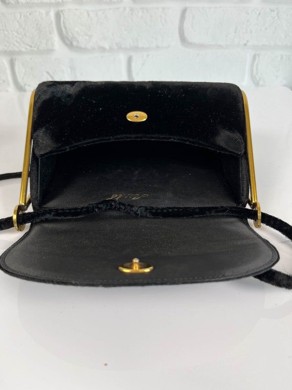 Vintage 60s Black Velvet Evening Bag by Andé | Mi… - image 8