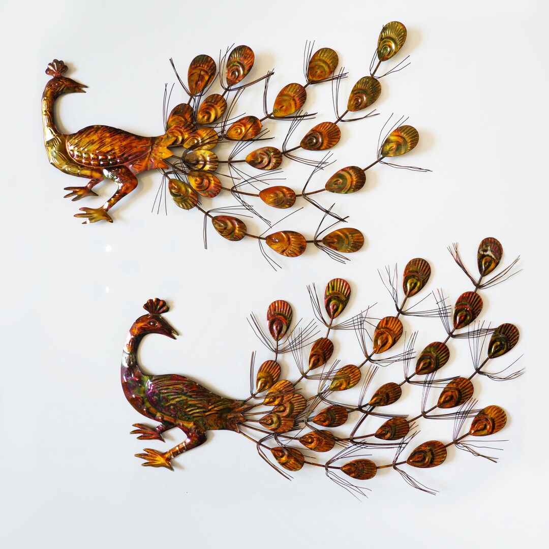Vintage Metal Peacock Torch Art Wall Hangings a Pair Etsy