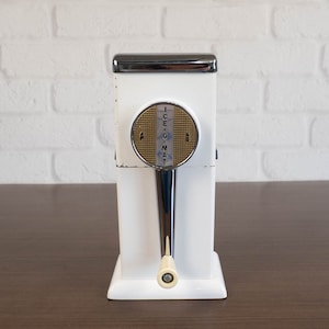 White ICE-O-MAT Vintage Ice Crusher Mid Century Modern Retro Kitchen Gadget Swanky Bar Tool