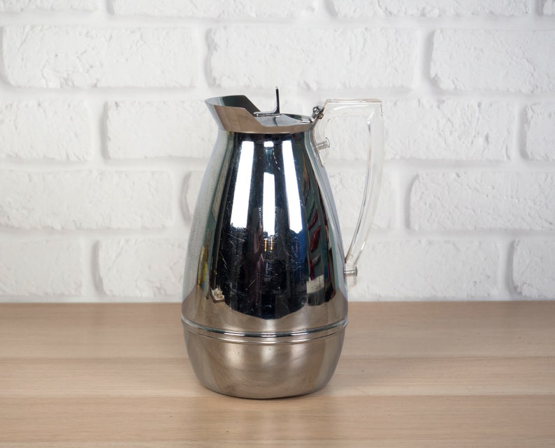 Midcentury Modern Chrome Coffee Server Carafe with Lucite Handle