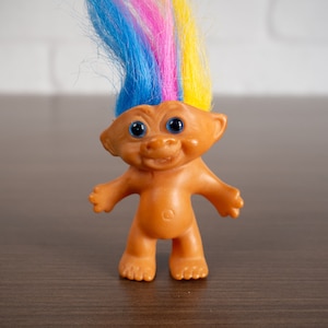 Vintage Etone Troll, Rainbow Hair Mini Troll Doll Made in Korea
