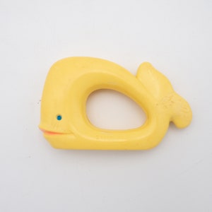 Vintage Celluloid Baby Rattles Yellow Whale, Duckling and Teddy Bear Plastic Baby Toys Gender Neutral image 6