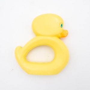 Vintage Celluloid Baby Rattles Yellow Whale, Duckling and Teddy Bear Plastic Baby Toys Gender Neutral image 4