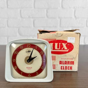 Lux Venus Mark II Wind Up Alarm Clock, Vintage 1950s Art Deco Home Decor