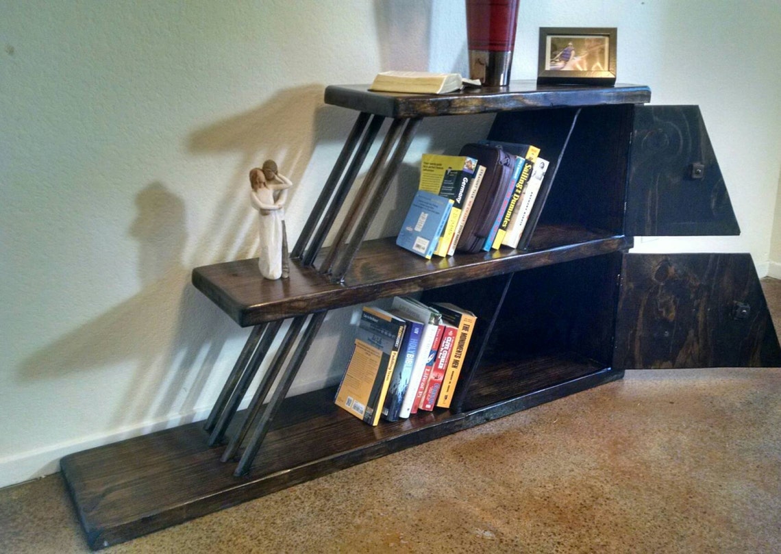 Leaning bookshelf. Unique modern vintage furniture. Etsy