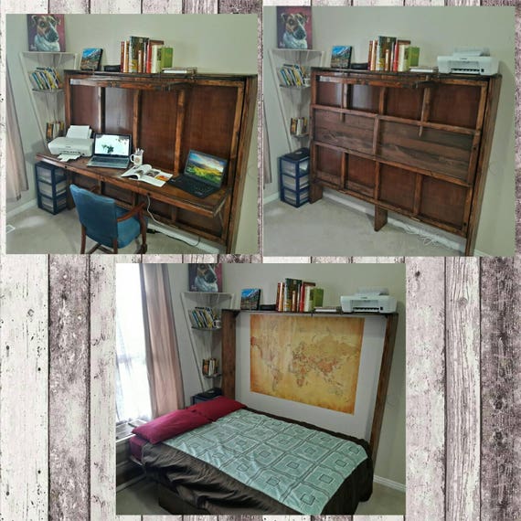 Hide A Bed Desk Murphy Bed All Wood And Handmade Can Etsy