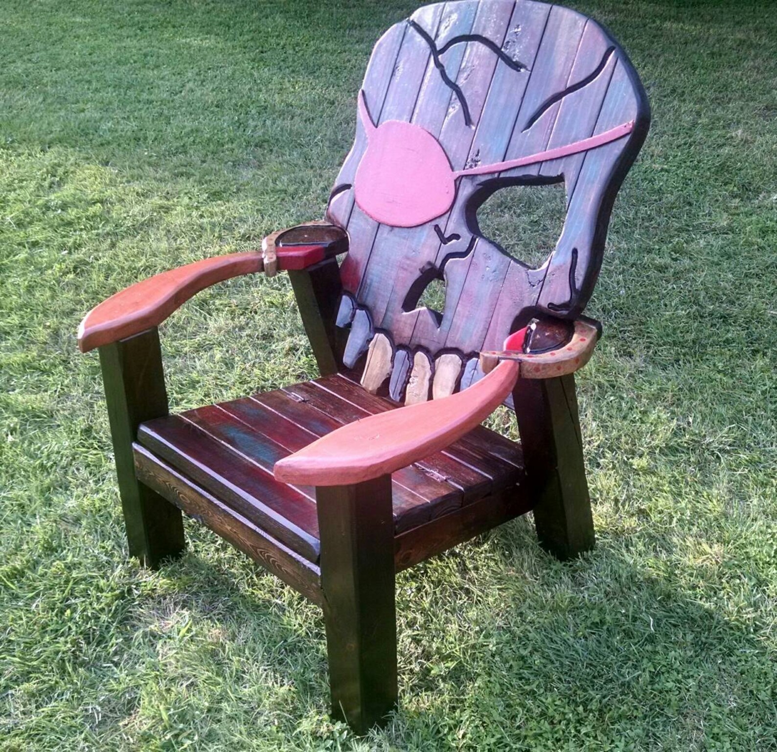 Pirate patio chairs Rustic colorful swords eye patch gold | Etsy