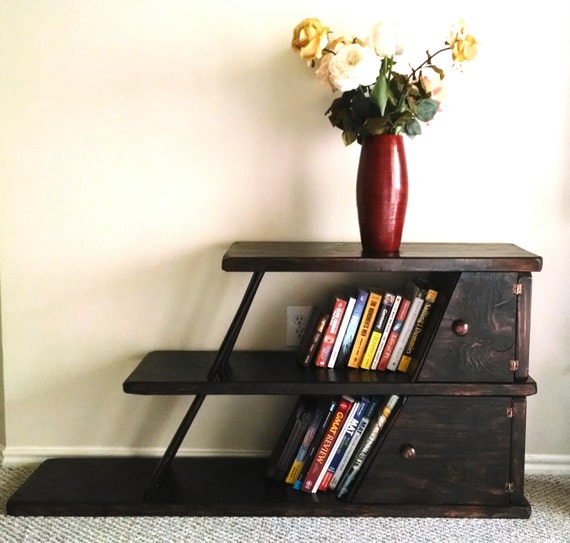 Leaning bookshelf. Unique modern vintage furniture. Etsy