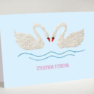 Samen voor altijd - zwanen - onze nieuwe Embroidered liefde kaart