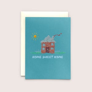 Home Sweet Home - onze nieuwe geborduurde huis Inwijdingsfeest kaart.