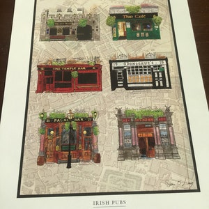 Pubs irlandeses en el mapa vintage