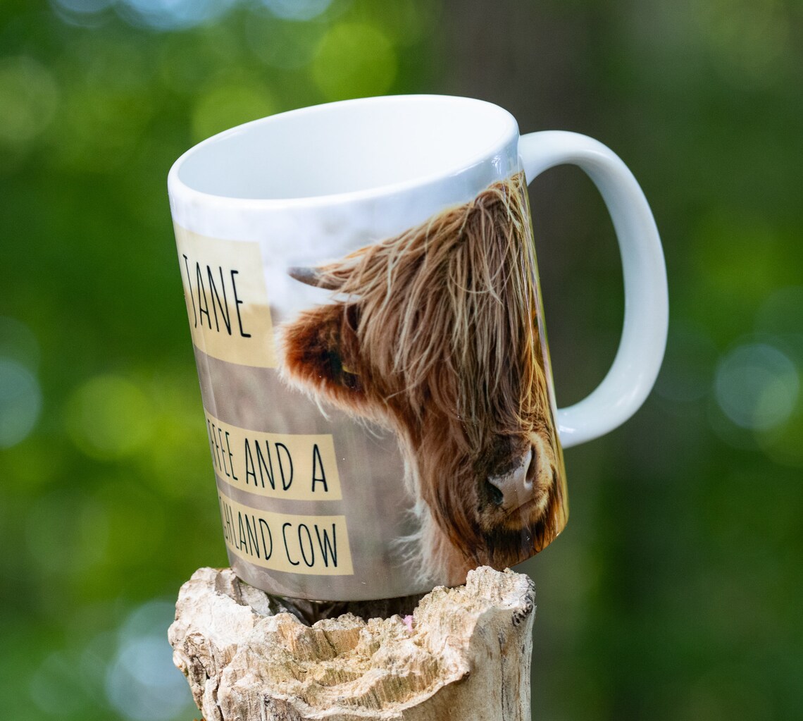 Personalised Highland Cattle 'Coffee and A Highland Etsy